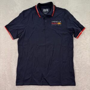 Oracle Red Bull Racing Mens Large Slim Fit Navy Short Sleeve Polo Shirt Casual